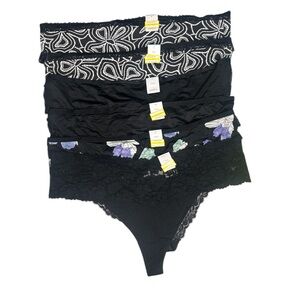 Auden Women's 4X Black Underwear Set of 6, Black, NWT